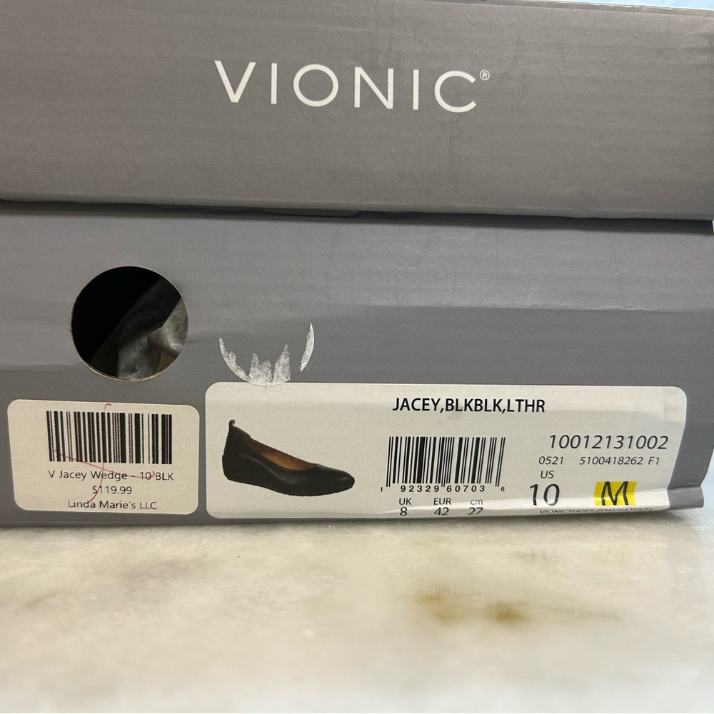 Vionic Jacey Women's Leather Slip-on Wedge Shoe. Black. Women’s US size 10 - Picture 8 of 10
